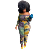 Plus Size Tie-Dye Printing Stylish Casual Two-Piece Suit  Women Suit