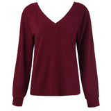 Leisure V Neck Long Sleeve Pullover Shirt