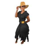 Women Clothing Casual   Solid Color Knitted Sleeveless Tassel Dress