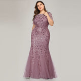 Plus Size Evening Dress  Version Sequin Mesh Fishtail Slim Fit Sexy Women Clothing