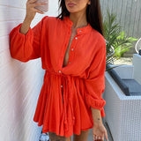 Pink start short skirt solid color simple dress