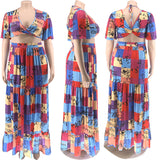 Plus Size Women Clothing Two-Piece Suit Wrapped Chest Vest  Swing Skirt
