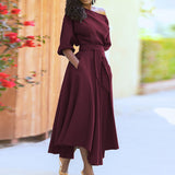 Diagonal shoulder strap solid dress wholesale dress fashion