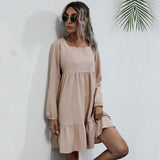 U Neck Slim Long Sleeve Dress