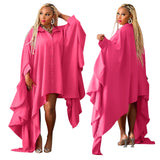 plus Size Women Clothes Autumn Winter Irregular Asymmetric Cardigan Solid Color Loose Dress