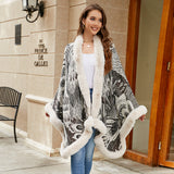 Autumn Winter Aristolochia Ringens Knitted Cape Women Thickened Warm Shawl