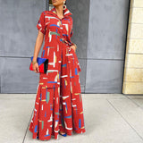 Spring Summer Black Women Casual Shirt Loose Trousers Printed Two Piece Set