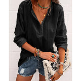 V Neck Long Sleeve Casual Shirt