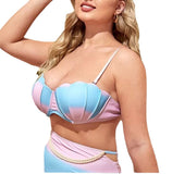 Plus Size New Sexy  High Waist Split Bikini Swimsuit