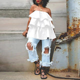 Plus Size Wrapped Chest Ruffled Pettiskirt Tiered Top