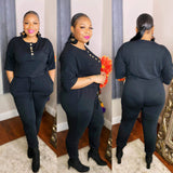 Plus Size Solid Color Loose Casual Jumpsuit  Women Jumpsuit