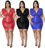 Plus Size Women Clothes Spring Sequin Sexy Vest Dress