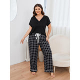 Plus Size Pajamas Women Spring Summer Short Sleeved Trousers Homewear