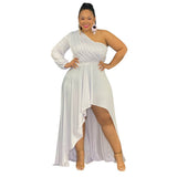 Plus Size Spring Shoulder Bag Casual Loose Irregular Asymmetric Women Long Sleeve Dress