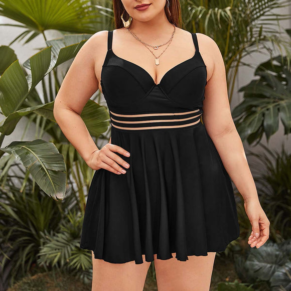 Plus Size Split Swimsuit Women High Waist Tankini Strap Swimwear