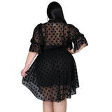 Plus Size Popular  Sexy See-through Mesh Hollow Out Cutout Dress for Women