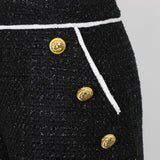 High End Women  Tweed Waist Slimming Women  Business Shorts Blazer Suit Set