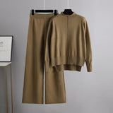 Knitted Two Piece Sweater Women Autumn Winter Loose Casual Wide Leg Pants Set Online