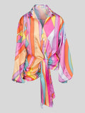 Plus Size Autumn  Loose Long Sleeve Printed  Shirt Top