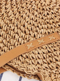Round shoulder straw woven bag woven bag beach bag fashion women's bag straw woven bag