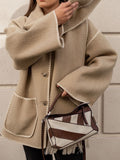 New autumn and winter new fashion woolen coat thickened loose with scarf tassels for women