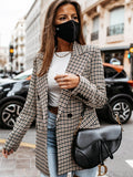 New coat button plaid printed small suit women's mid-length coat