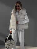 Women's sleeveless hooded down cotton vest jacket