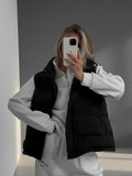 Women's sleeveless hooded down cotton vest jacket