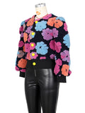 Women's Button Three-dimensional Flower Short Jacket