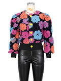 Women's Button Three-dimensional Flower Short Jacket