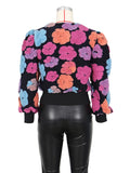 Women's Button Three-dimensional Flower Short Jacket