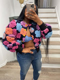 Women's Button Three-dimensional Flower Short Jacket