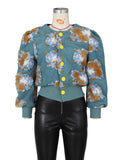 Women's Button Three-dimensional Flower Short Jacket