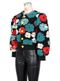 Women's Button Three-dimensional Flower Short Jacket