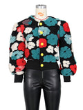 Women's Button Three-dimensional Flower Short Jacket
