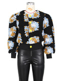 Women's Button Three-dimensional Flower Short Jacket