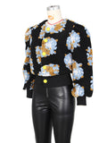 Women's Button Three-dimensional Flower Short Jacket