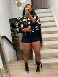 Women's Button Three-dimensional Flower Short Jacket