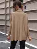New women's mid-length solid color turtleneck sweater